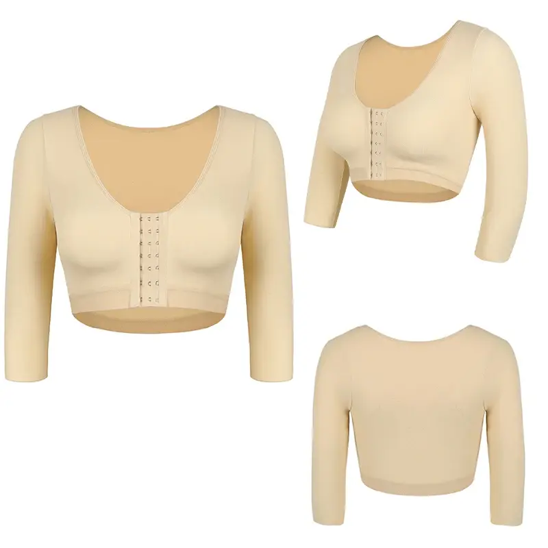 Thumbnail: Upper Arm Shaper Sleeve Compression Top Women Push Up Breast Post Surgery Front 
