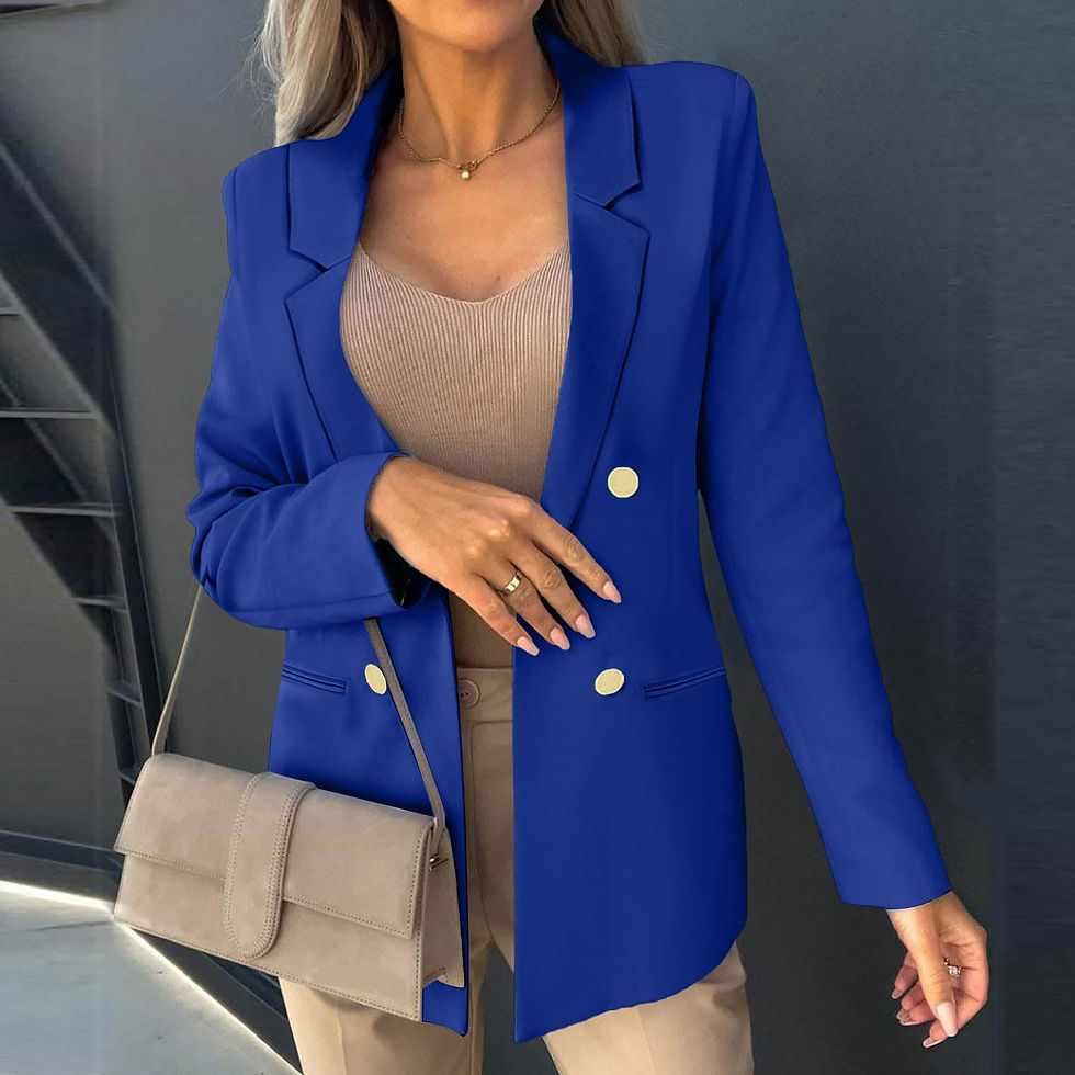 Thumbnail: Women Outerwear Suit Loose Fit Buttons Up Lapel Workwear Blazer Office Lady Mul
