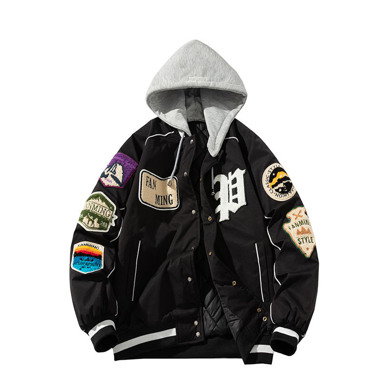 תמונה ממוזערת: Winter Varsity Jacket Men Women Letter Badge American Baseball Jacket Street Fa