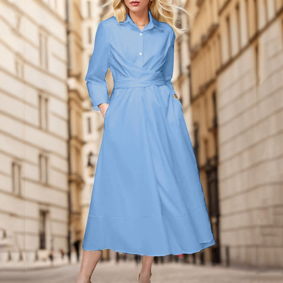 Miniatura: 2024 Summer White Shirt Dresses for Women Cross Button Long Sleeve Casual Long 
