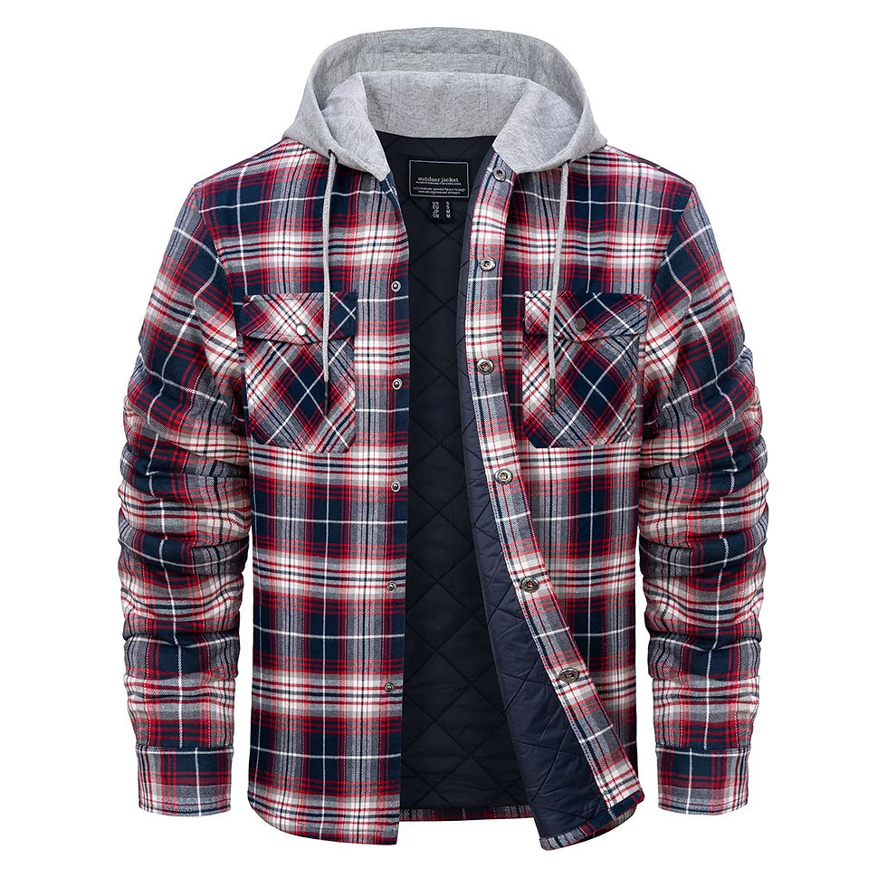 Thumbnail: TACVASEN Men's Flannel Shirt Jackets with Hood Long Sleeve Quilted Lined Plaid 