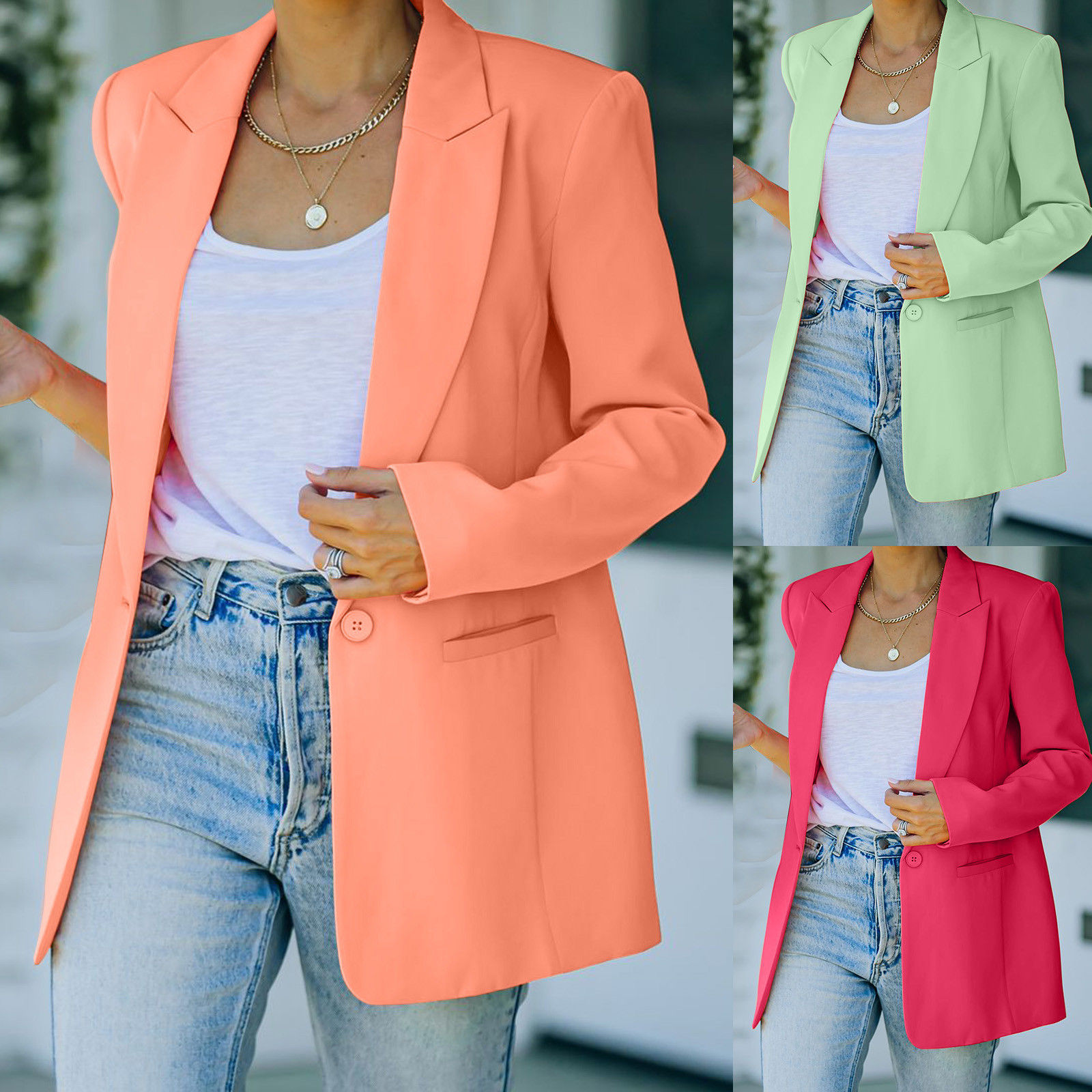 Autumn Pink Blazer Women Slim Elegant Blazers Jacket Women's Buttons Double Bre