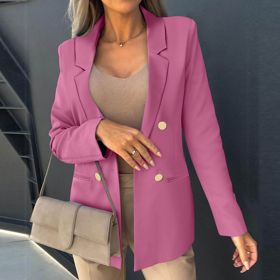 Miniatura: Women Outerwear Suit Loose Fit Buttons Up Lapel Workwear Blazer Office Lady Mul