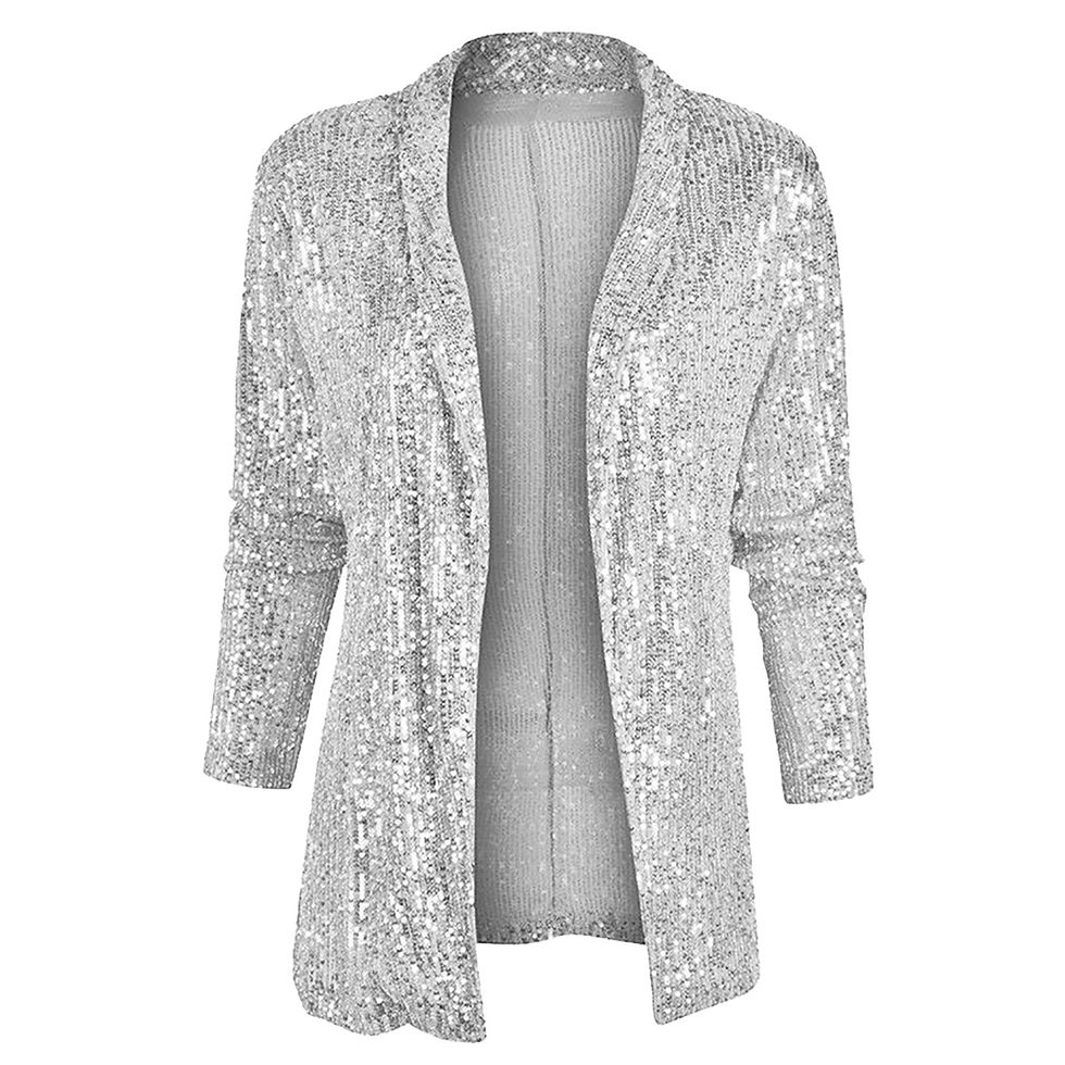 Miniatura: Women's Sequin Blazer Silver Glitter Long Sleeve Suit Jacket for Women Autumn F