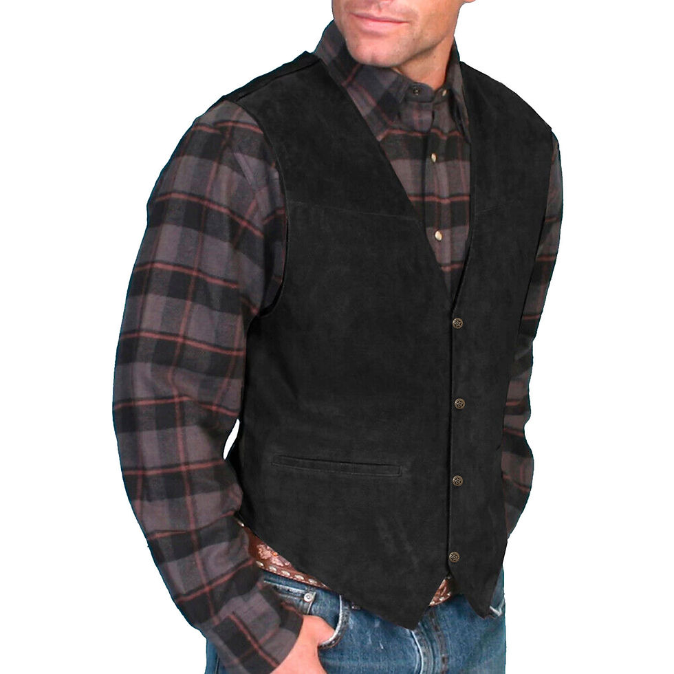 Thumbnail: Mens Gentlemens Suede Leather Vest Brown Business Wedding Party Sleevelss Forma