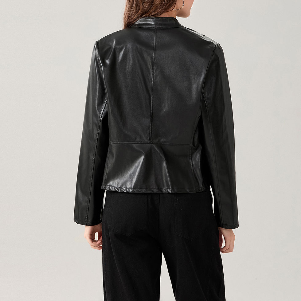 Miniatura: Women's Faux Leather Jacket Slim Moto Biker Jacket Outerwear Long Sleeve Zipper