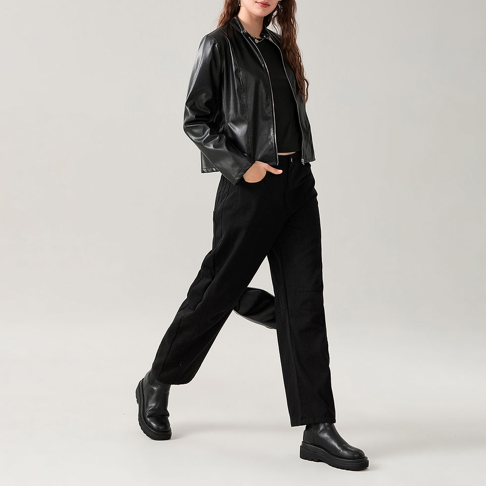Thumbnail: Women's Faux Leather Jacket Slim Moto Biker Jacket Outerwear Long Sleeve Zipper