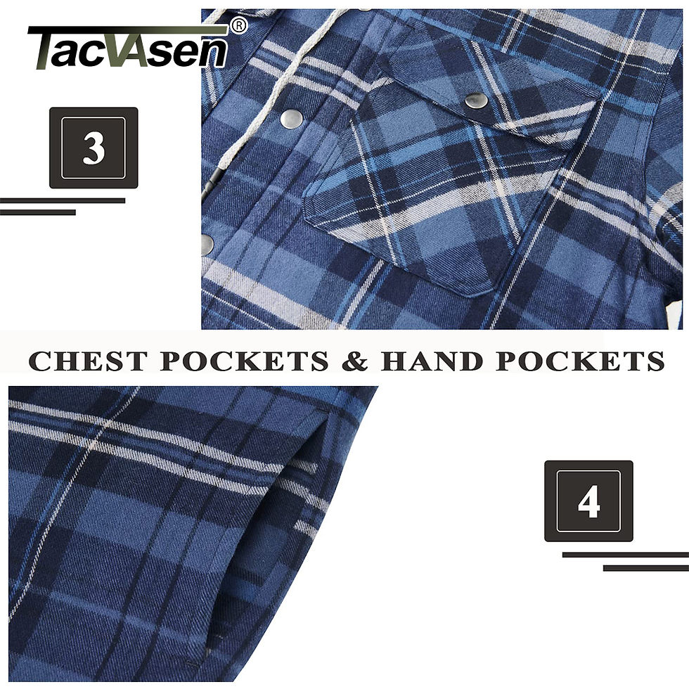 Thumbnail: TACVASEN Men's Flannel Shirt Jackets with Hood Long Sleeve Quilted Lined Plaid 