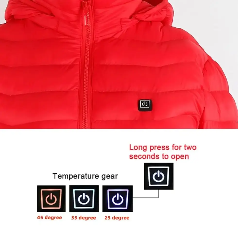 Thumbnail: Winter Men Women Thicken Warm USB Heating Cotton Jackets Coat Smart Thermostat 