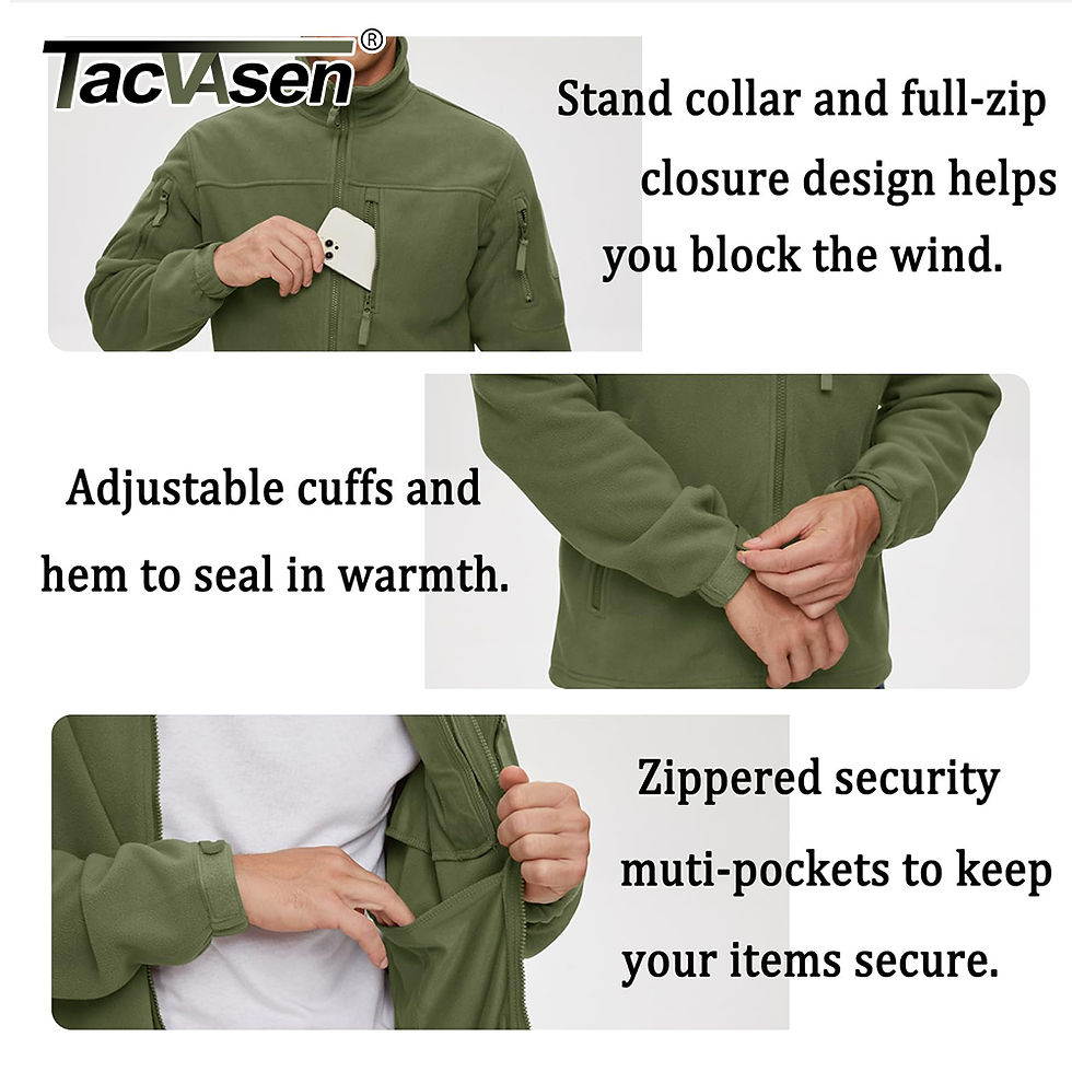 Thumbnail: TACVASEN Men's Fleece Jacket Soft Warmth Windproof Full Zip Up Coat Multiple Zi