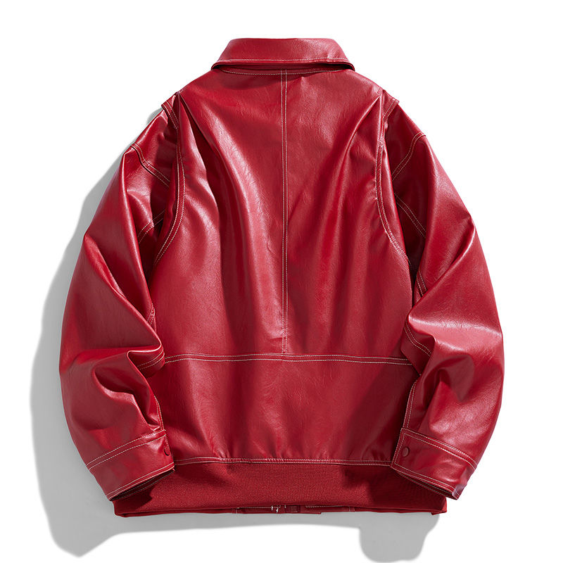 Miniatura: Europe The United States Trend Leather Jacket Spring Autumn New Loose Trend Men
