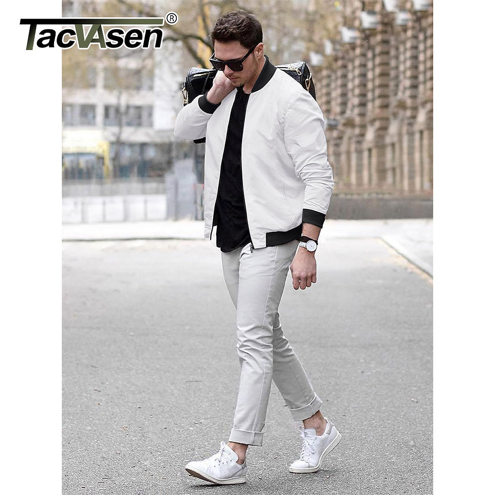 Miniatura: TACVASEN Men's Varsity Jacket Autumn Lightweight Windproof Full Zip Up Bomber J