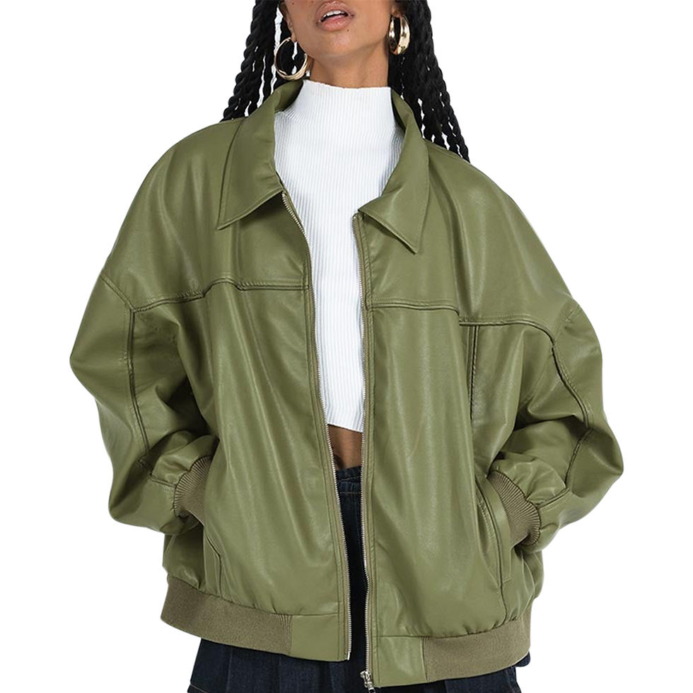 Thumbnail: Women s Faux Leather Moto Jacket Stylish Lightweight Zip-Up Coat with Long Slee
