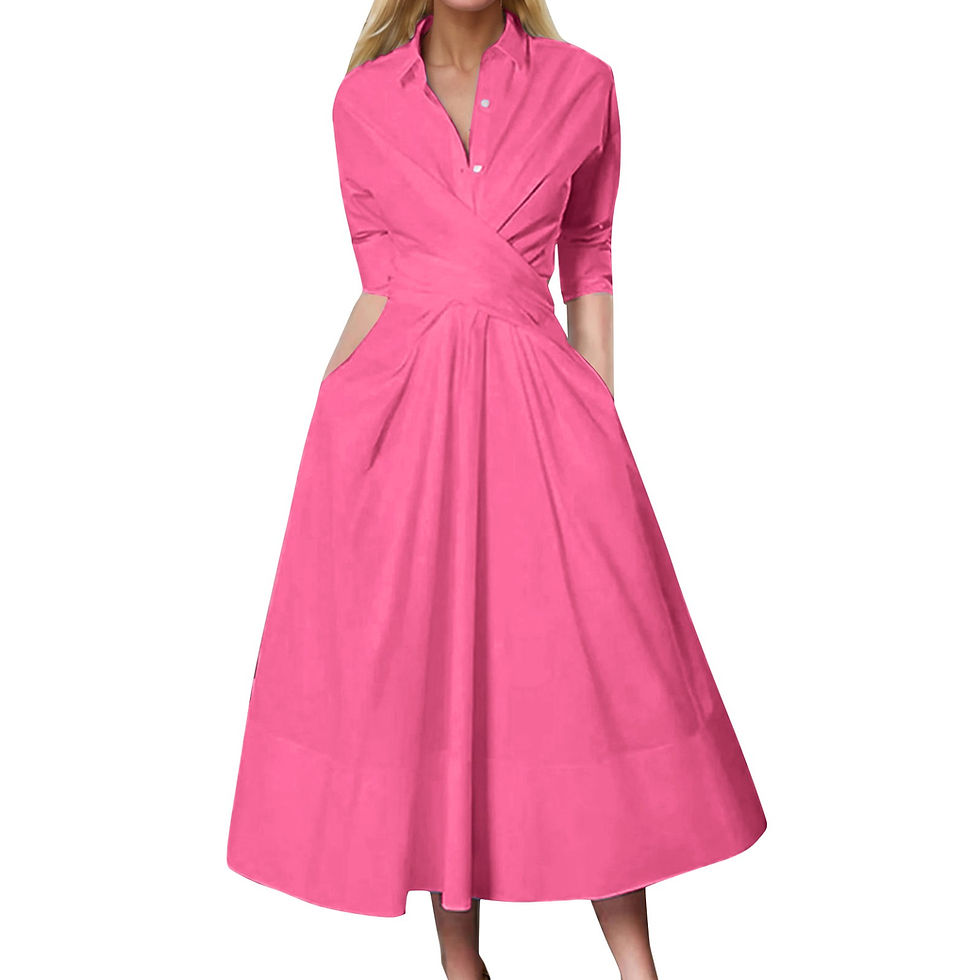 Miniatura: 2024 Summer White Shirt Dresses for Women Cross Button Long Sleeve Casual Long 