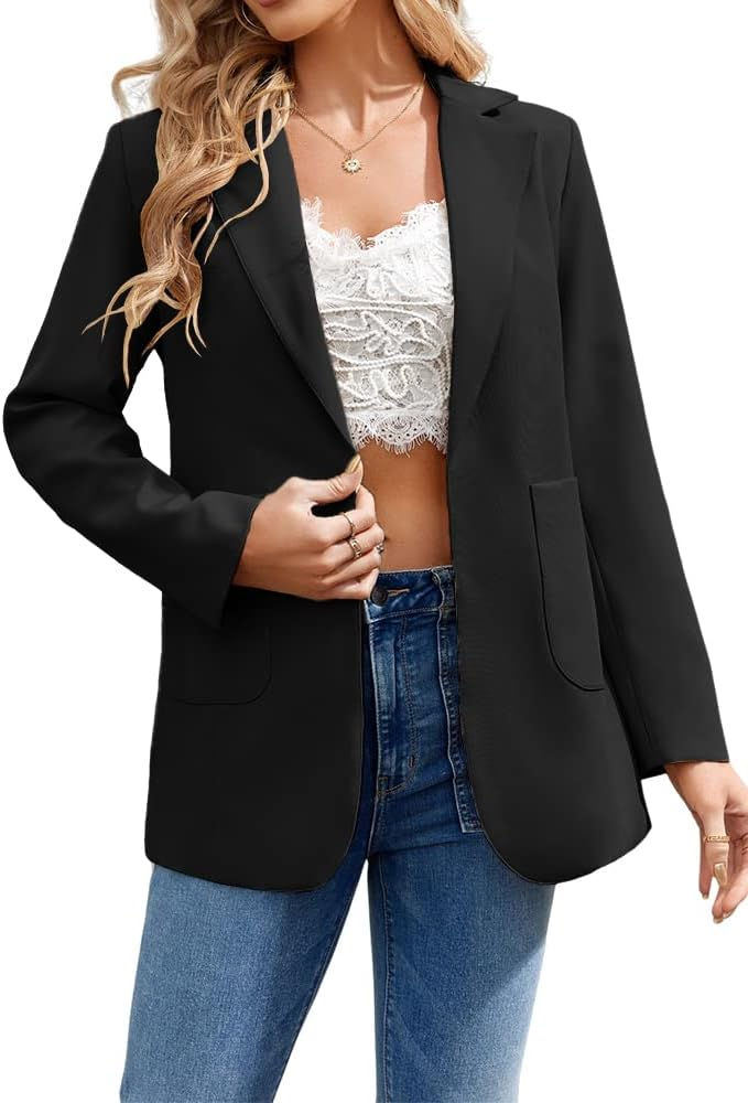 Imej kecil: Women's Casual Cardigan Blazers Open Front Long Sleeve Slim Fit Lapel Collar Wo