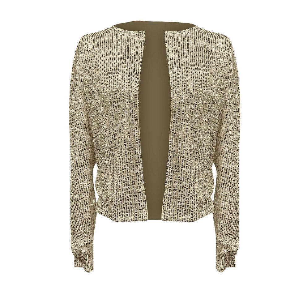 Küçük resim: 2024 Women's Sequin Casual Cropped Jacket Fashion Long Sleeve Solid Color Blaze