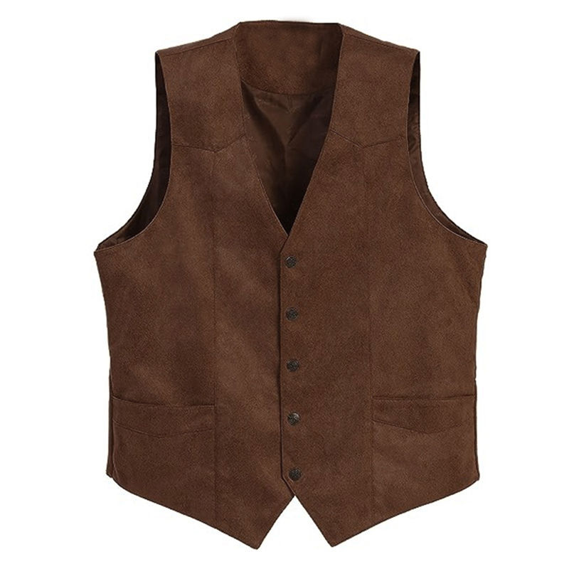 Thumbnail: Men s  Fit V-Neck Suit Vest with Button Closure and Curved Hemline Sleeveless S