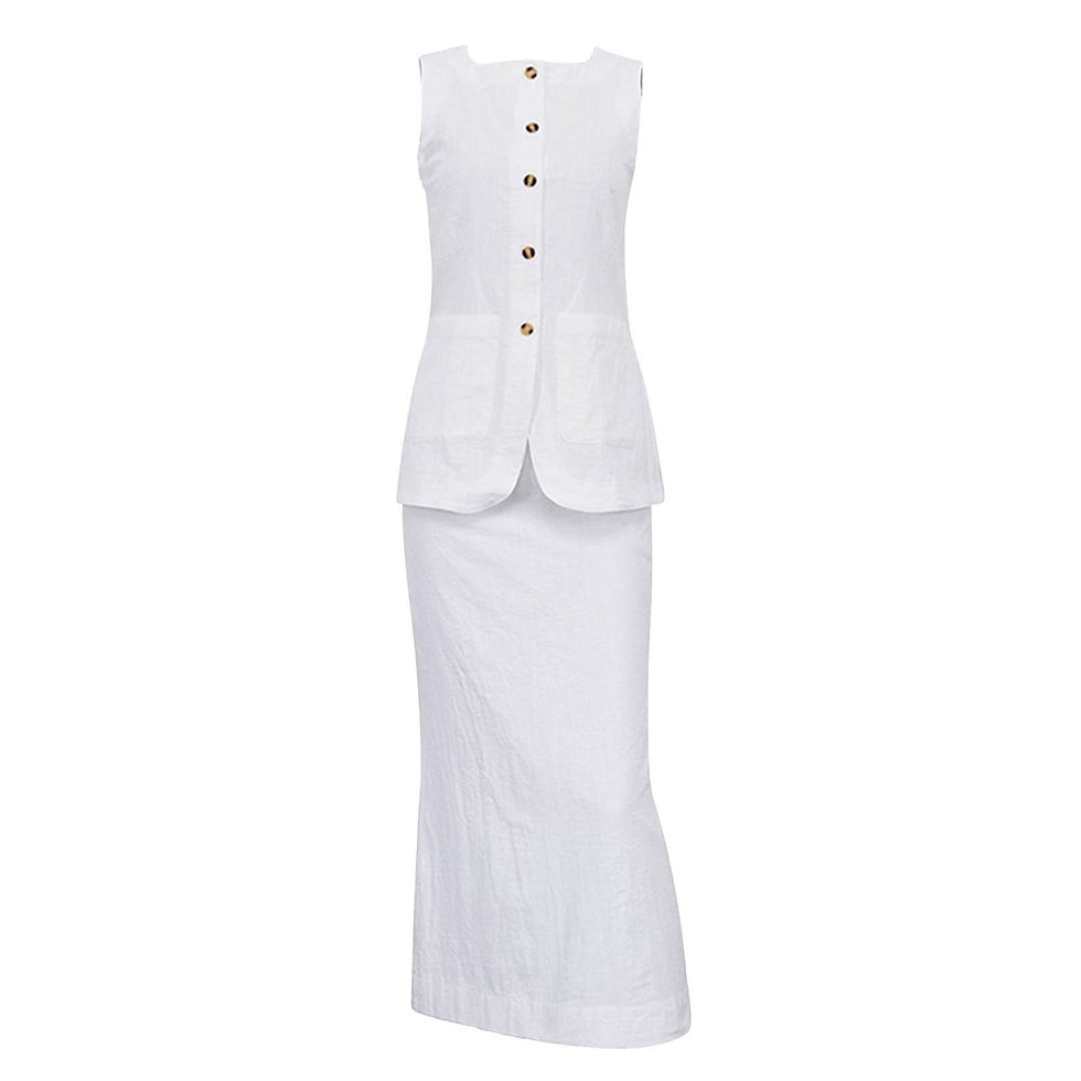 Thumbnail: Women Vest Skirt Set Female Khaki Long Blazer Vest V Neck Sleeveless Slim Top+E