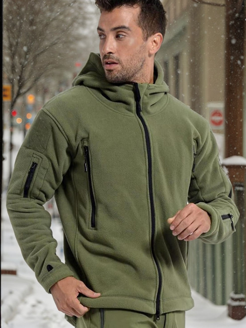 Thumbnail: Men's Outdoor Fleece Lined Jacket Windproof Thermal Coat Lightweight Breathable