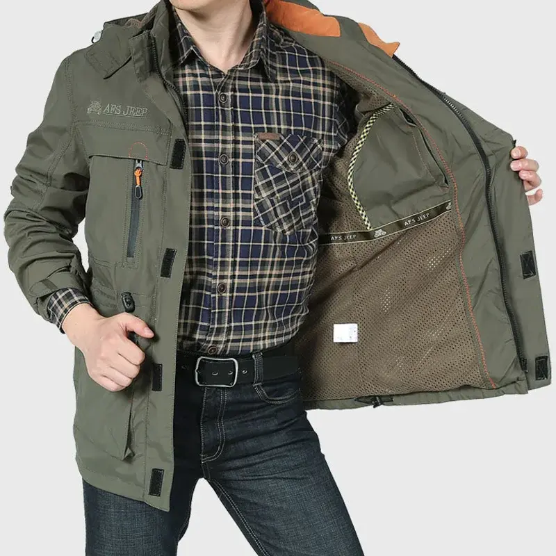 Thumbnail: Men's Tactical Waterproof Military Soft Shell Jacket with Pilot Hood, Ideal for