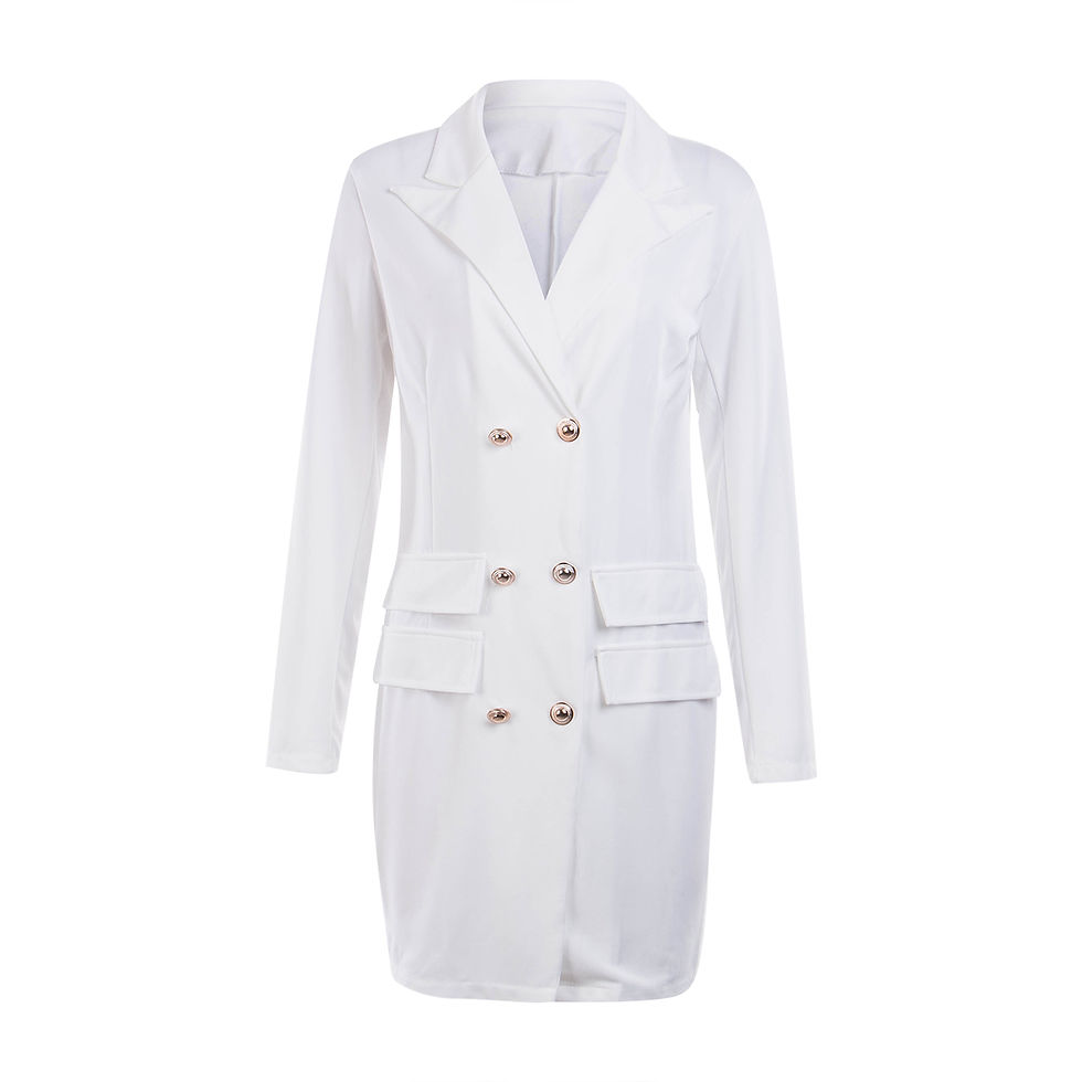 Thumbnail: Elegant Women s Formal V Neck Blazer with Long Sleeves and Double Breasted Desi