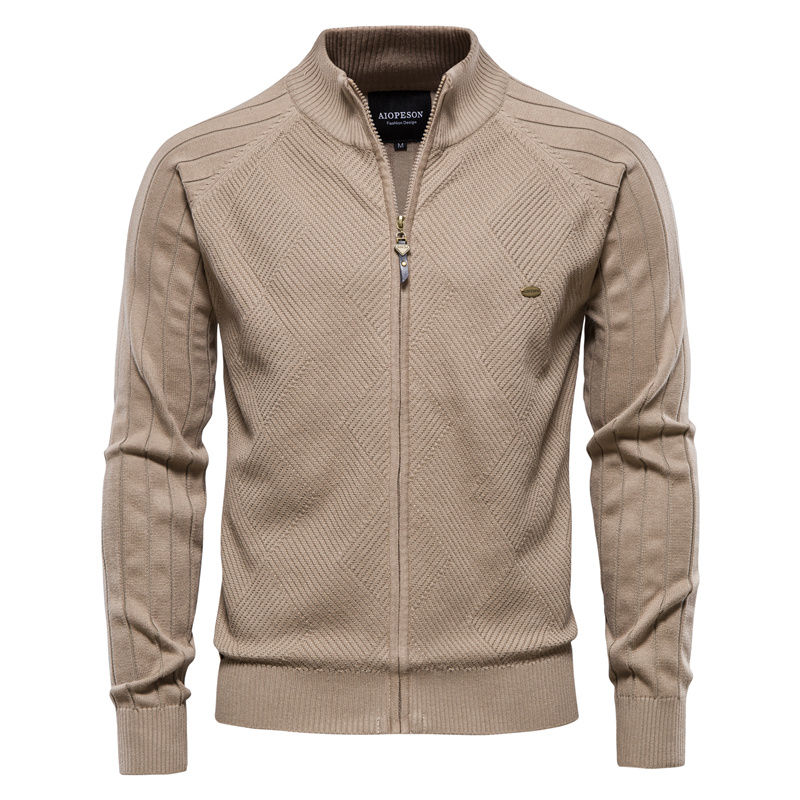 Thumbnail: AIOPESON Spliced Cardigan Men Streetwear Casual High Quality Cotton Sweater Men