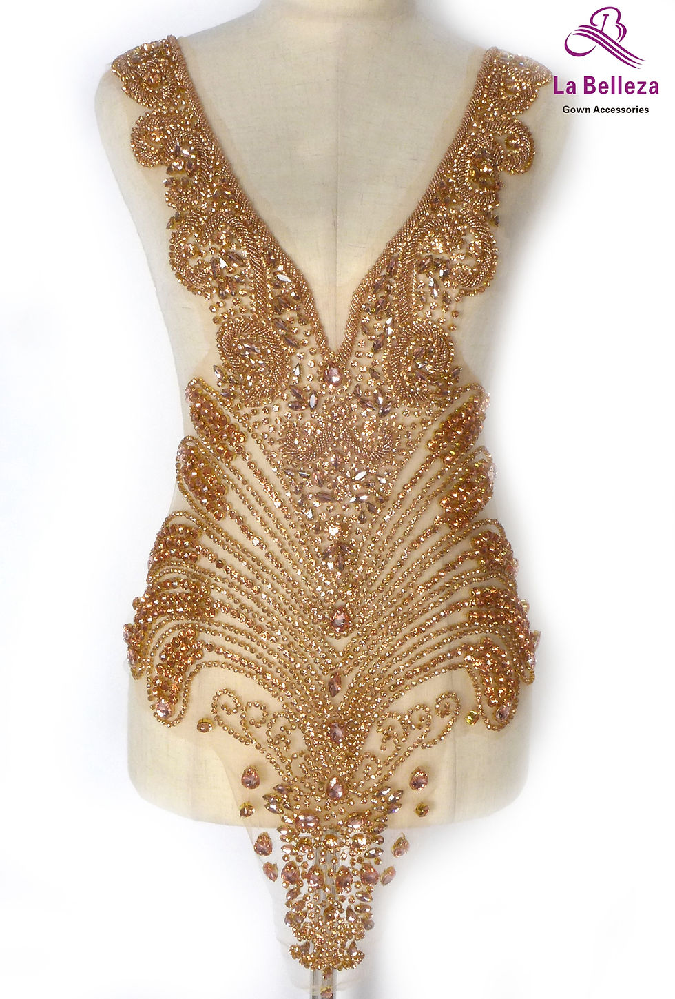 Miniatura: La Belleza black AB  rose gold silver Red crystal rhinestone long rich bodice a