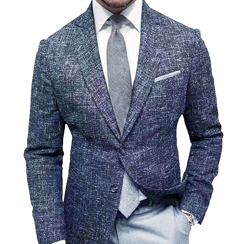 Thumbnail: Men s  Fit Blazer Classic Checkered Design Single Color Lapel Long Sleeve Butto