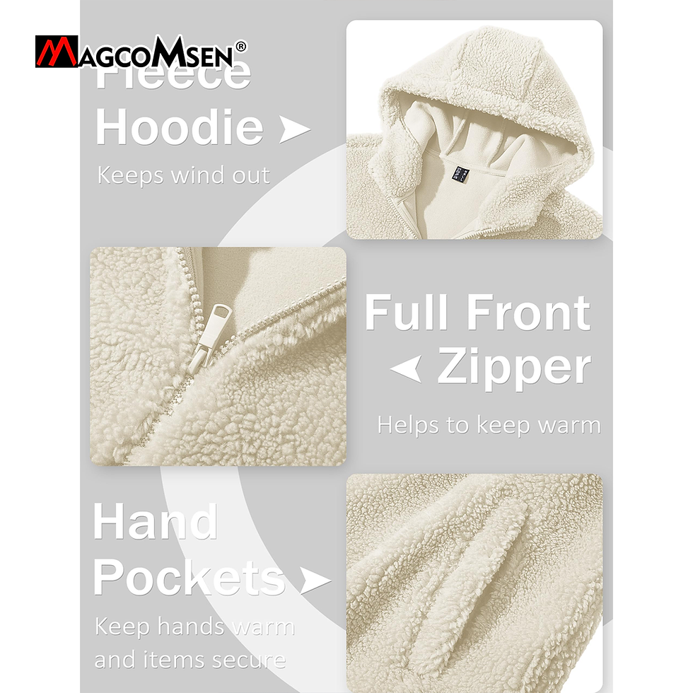 Thumbnail: MAGCOMSEN Men's Fuzzy Sherpa Jackets Thermal Fleece Coats Casual Winter Jacket 