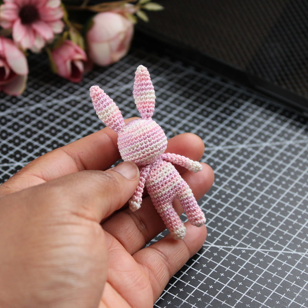 Thumbnail: Micro crochet bunny in Pink Stripes