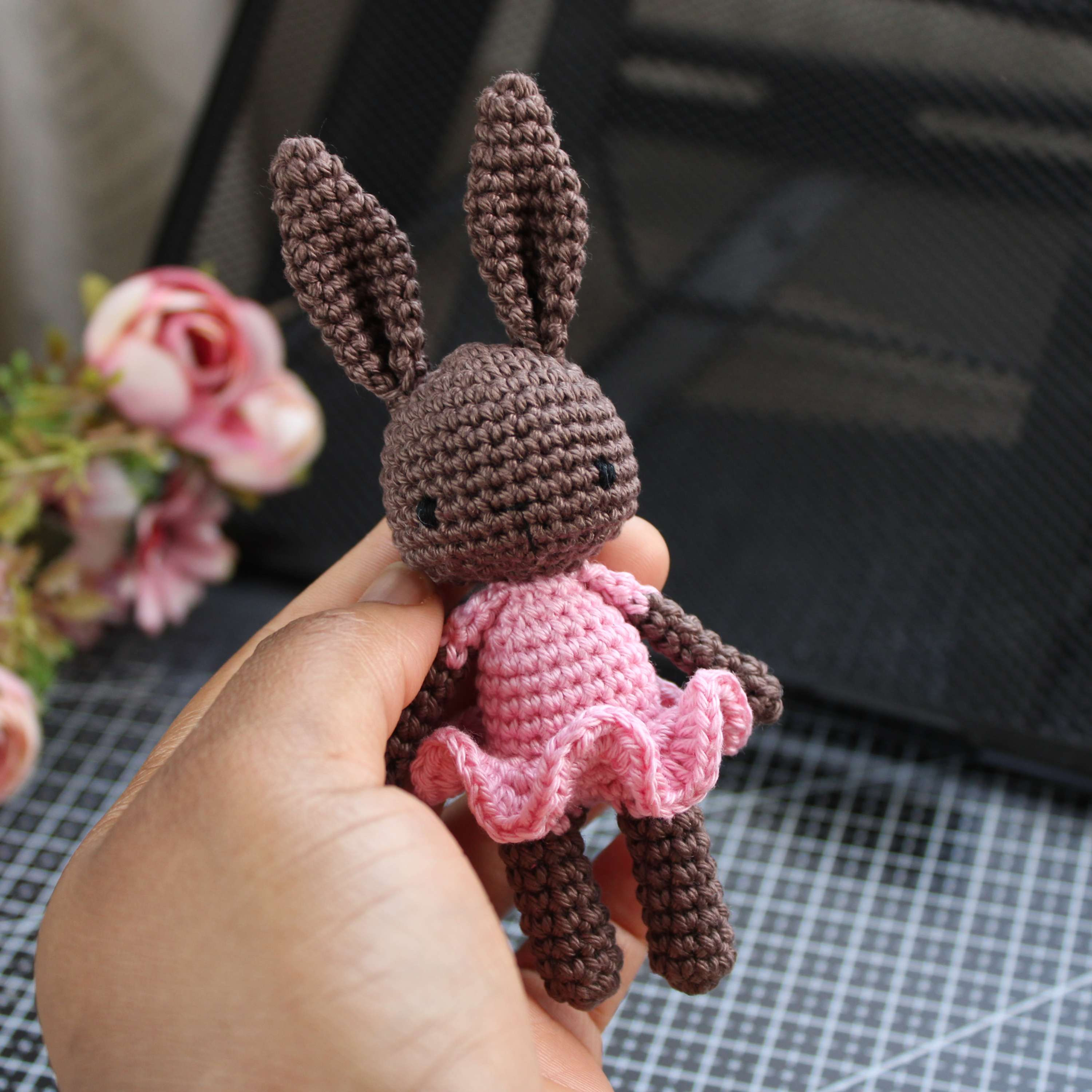 Small crochet bunny Chocolate and Marshmallow