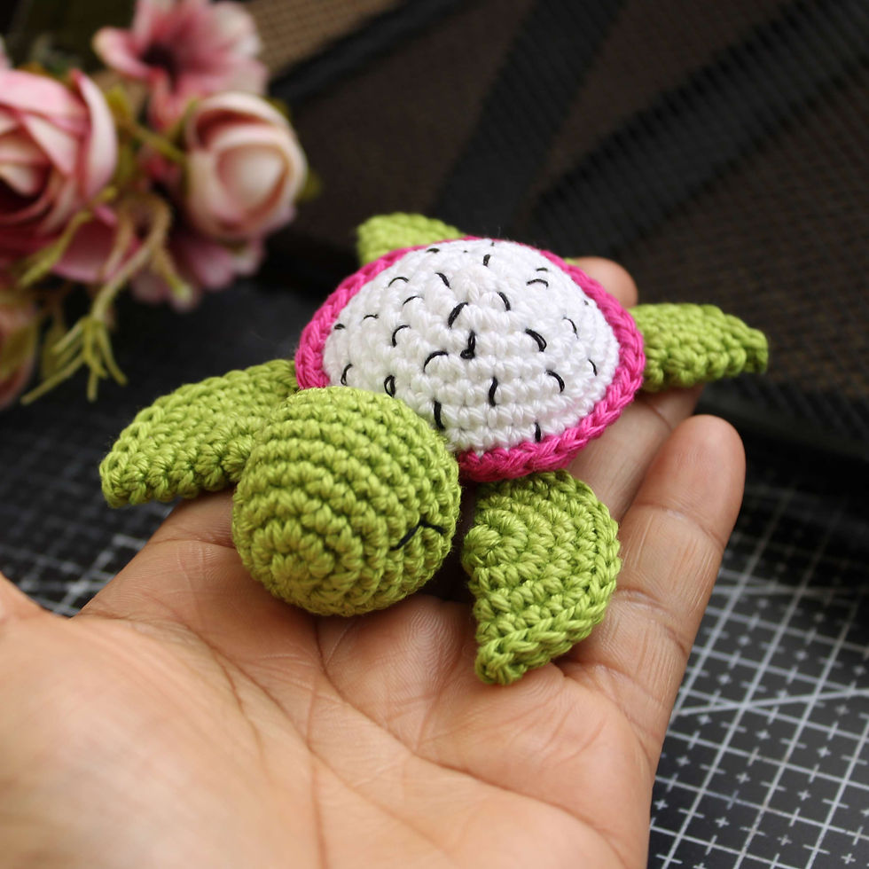 Thumbnail: Small crochet turtle in Pink Dragonfruit