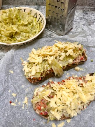 assembled tuna melts before grilling