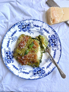 Pesto lasagna slice