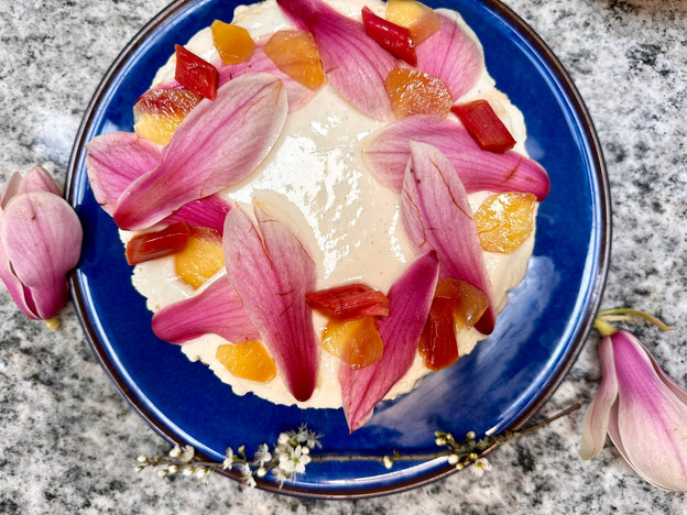 rhubarb & ginger cheesecake top 