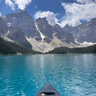 View of Morraine Lake from the canoe
