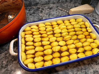 vegetarian pie - ragu topped with gnocchi