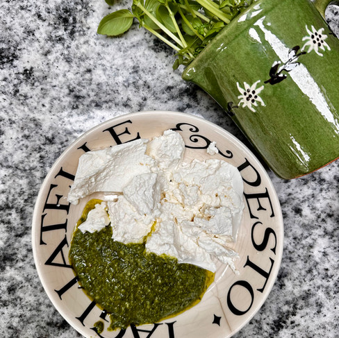 basil pesto and ricotta in a bowl