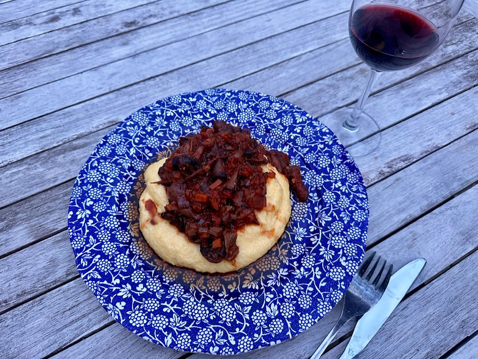 mushroom ragu on polenta