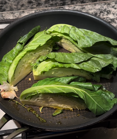 sweetheart cabbage in a frying pan