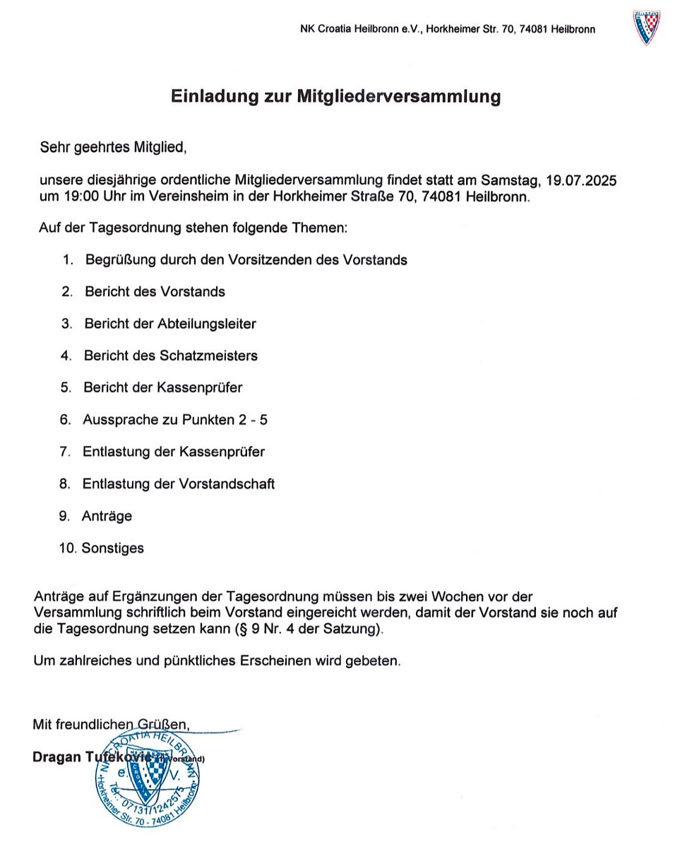 Mitgliederversammlung