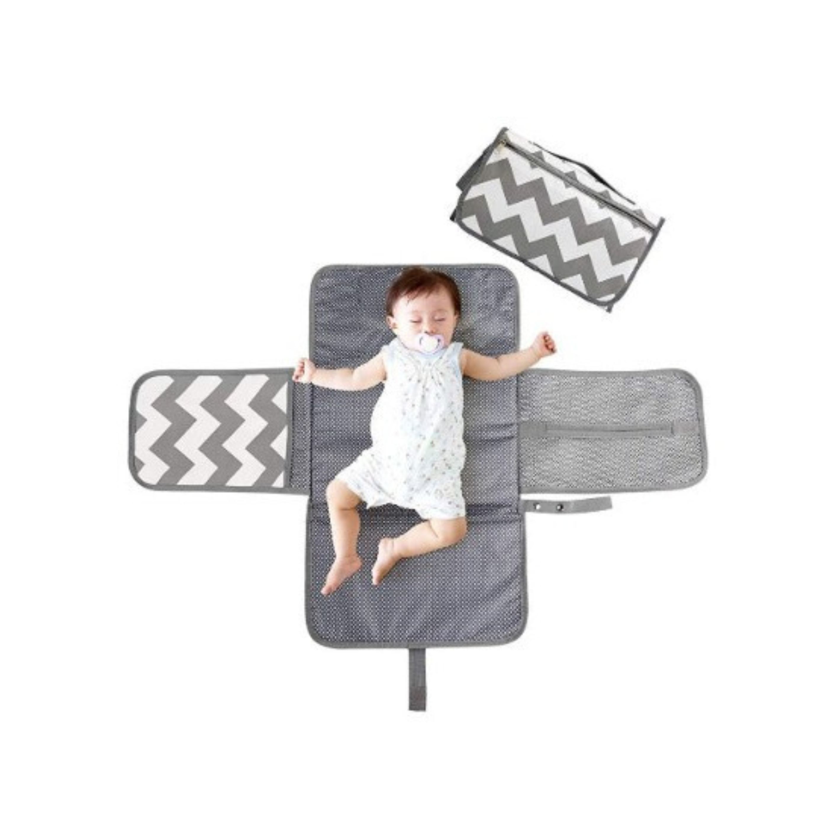 Baby Diaper Changing Mat with Head Cushion & Organizer Pockets