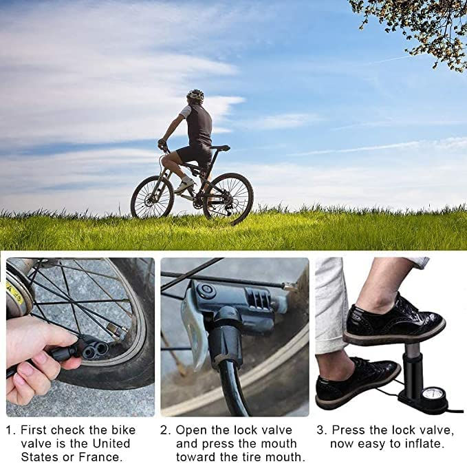 Thumbnail: Portable Foot Air Pump - High Pressure and Heavy Compressor with Barometer (Blac