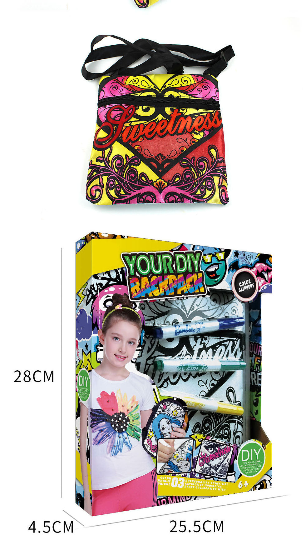 Thumbnail: Funky Color Craze Fringe Messenger Bag Toys(random prints)