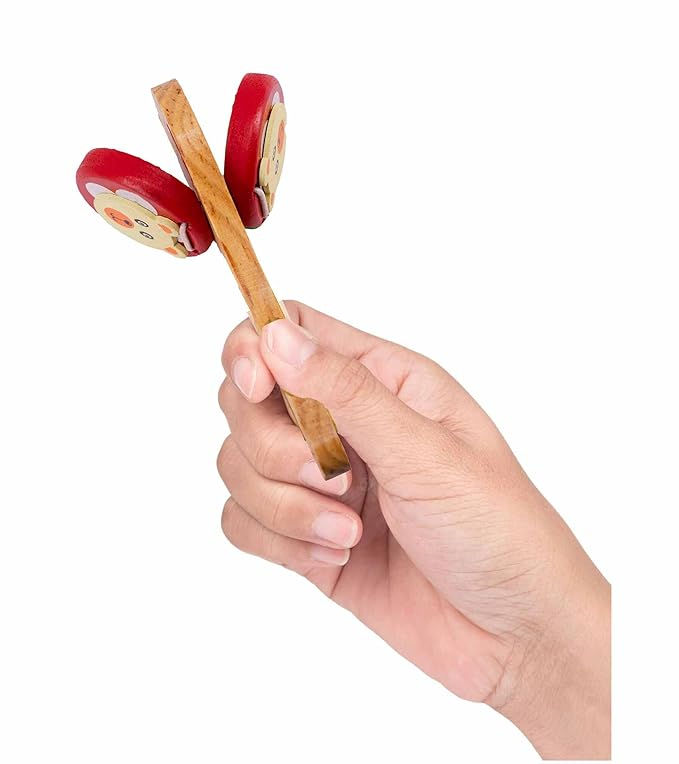 Thumbnail: Wooden Rattle,Cute Baby Kid Cartoon Hand Bell Toy