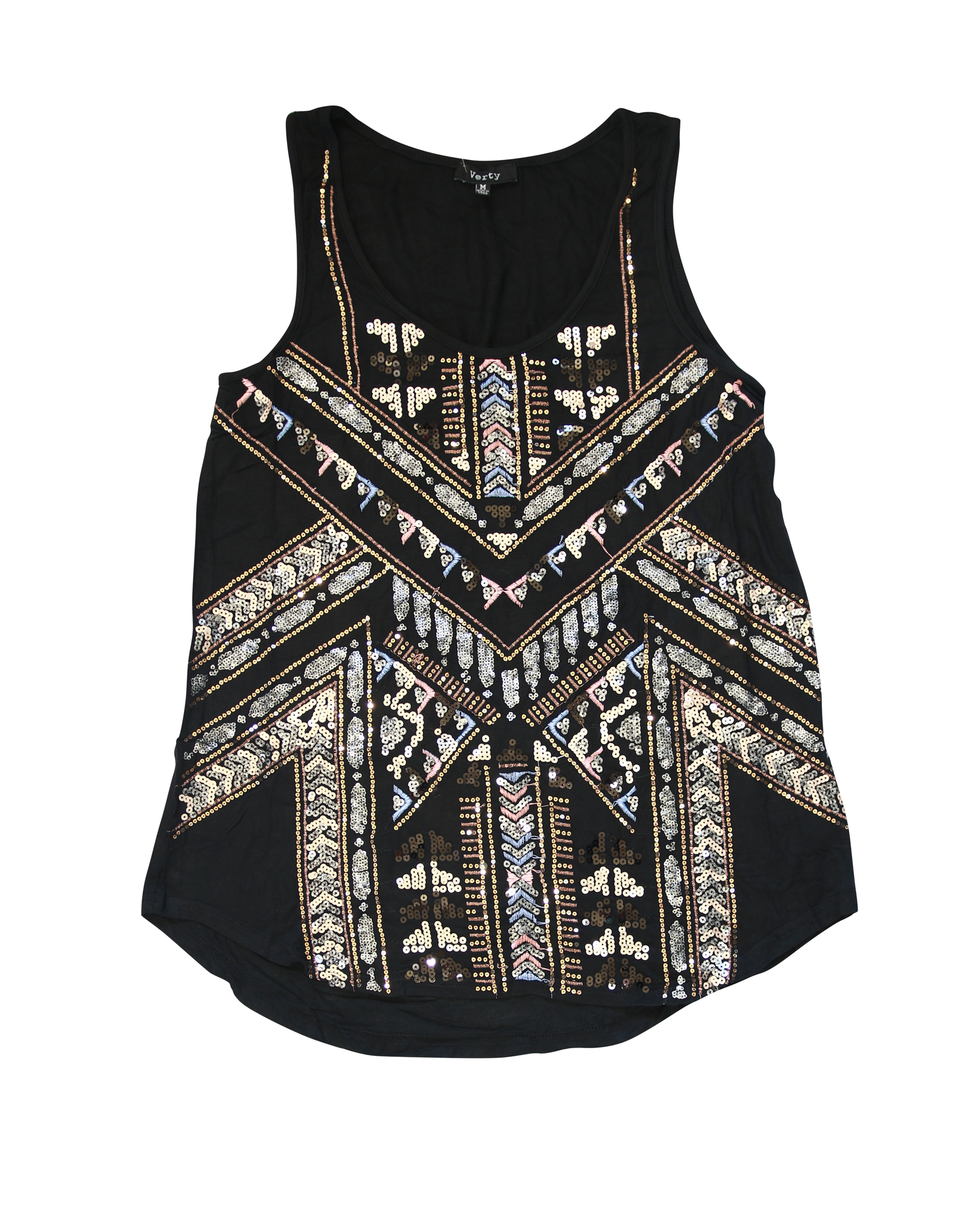 Verty Black Sequin Top