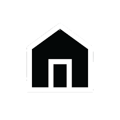 Simple white outline of a house on a black background
