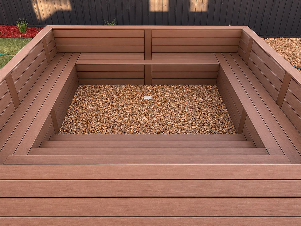 Sunken timber seating area by a deck builder melbourne