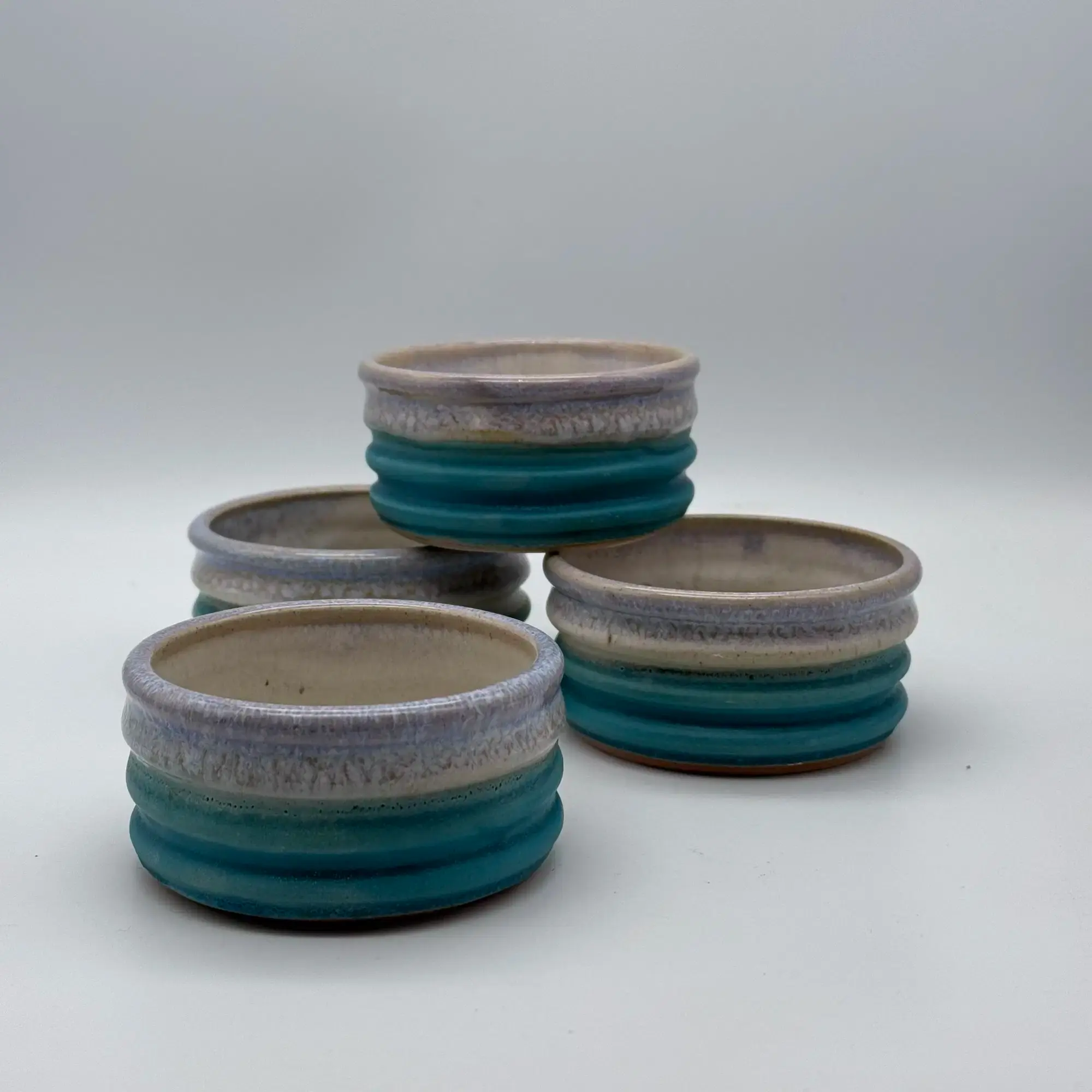 Sea Mist ridged tealight holder