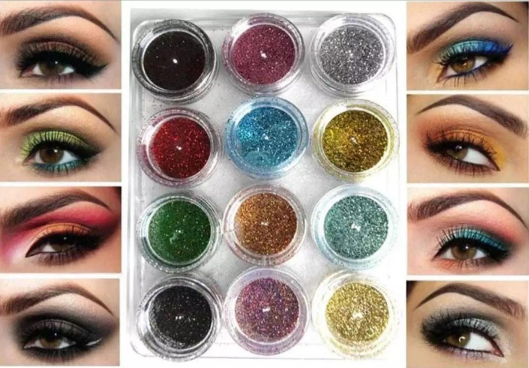 Pack Of 12 – Dusty Glitter Eyeshadows – Multi Color Miss Rose